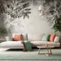 wallpaper herbarium warm grey