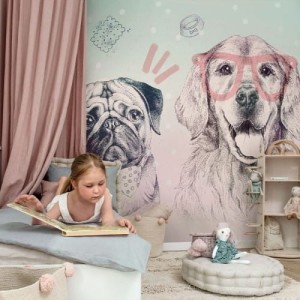 MALUMI - WALLPAPER DOGGIES PINK