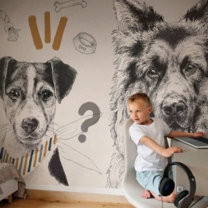 MALUMI - WALLPAPER DOGGIES MUSTARD