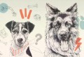wallpaper with dogs blue