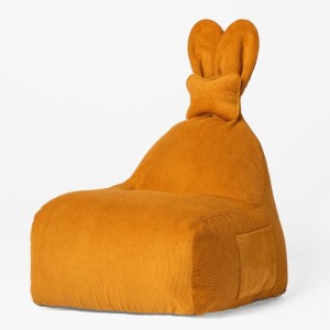Pufa dla dziecka Królik z uszami Funny Bunny sztruksowa musztardowa - The Brooklyn Kids