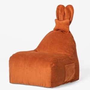 Pufa dla dziecka Królik z uszami Funny Bunny sztruksowa marchewkowa - The Brooklyn Kids