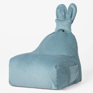 Pufa dla dziecka Królik z uszami Funny Bunny sztruksowa niebieska - The Brooklyn Kids