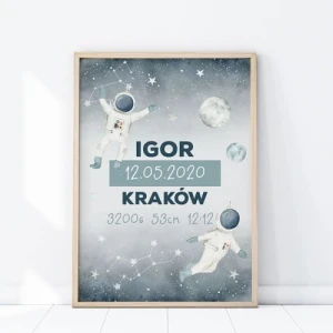 PLAKAT METRYCZKA ASTRONAUTA P318 - YOKO DESIGN