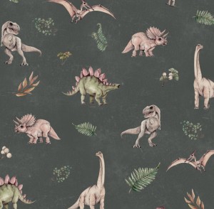 DEKORILLO ŚWIAT DINOZAURÓW ZIELONA - PRÓBKA TAPETY