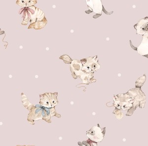 DEKORILLO KOTKI I LOVE CATS RÓŻOWA - PRÓBKA TAPETY