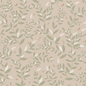 TAPETA DELICATE TWIGS WITH GREEN AND BEIGE - DEKORNIK
