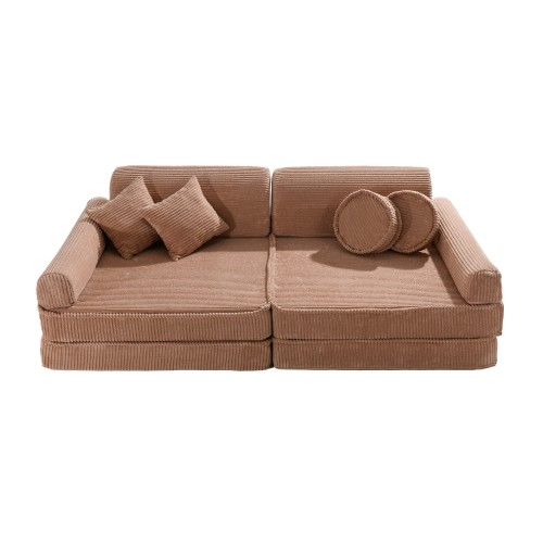 różowa sztruksowa sofa dla dziewczynki