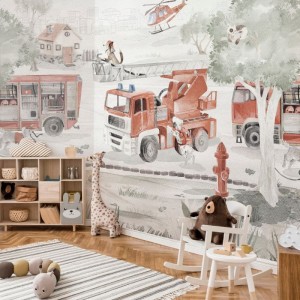 TAPETA DLA DZIECKA STRAŻ POŻARNA FIRE PATROL RED - MALUMI