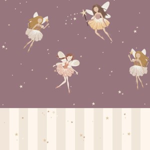 TAPETA FAIRIES PLUM AND STRIPES  - DEKORNIK