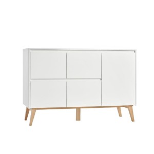 KOMODA 4 SZUFLADY + 1 DRZWI SWING BIAŁA - PINIO